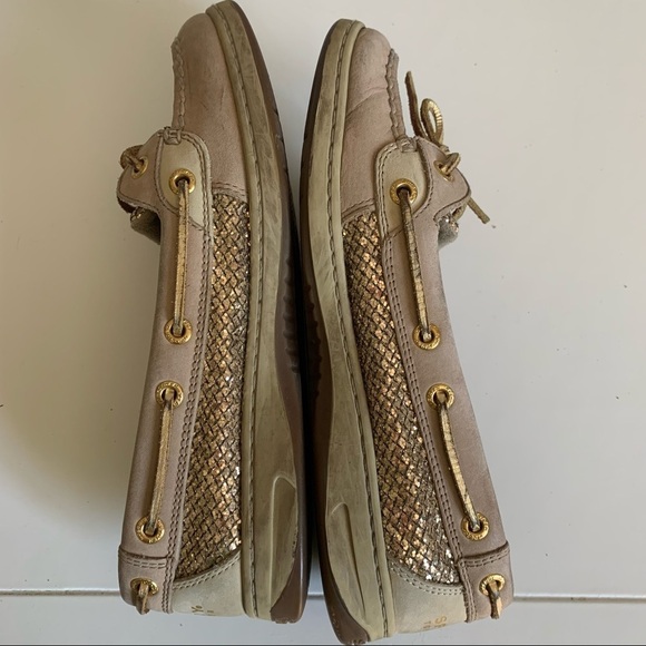 Sperry Angelfish Linen Gold Glitter Slip On Shoe - Picture 6 of 8